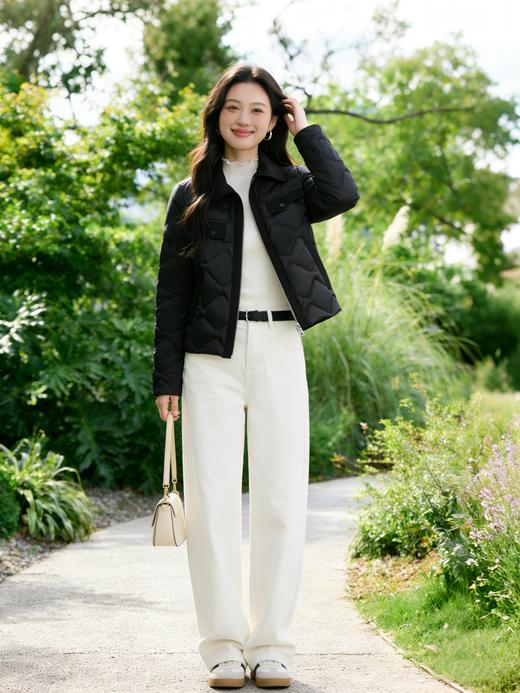 现货 臣禾	【巴恩风鹅绒服】拼接翻领短款羽绒服 90白鹅绒	JZ254070475 商品图1