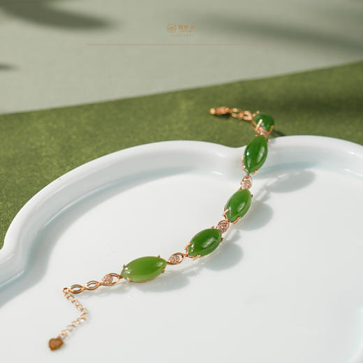 「玲珑」金镶碧玉手链 商品图3