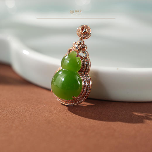 「福燊」金镶碧玉葫芦吊坠 商品图1