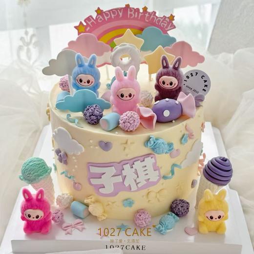 1027CAKE | 拉布布 labubu主题蛋糕 翻糖刻字 卡通蛋糕 商品图1