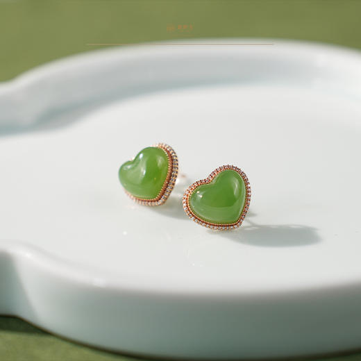 「慕妍」金镶碧玉耳钉 商品图2