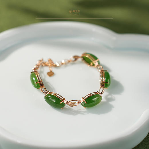 「玲珑」金镶碧玉手链 商品图2