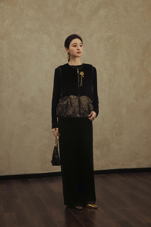 盛唐婧 | 轻奢老钱风香云纱拼羊毛马甲 商品图3