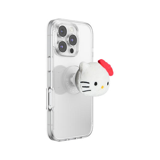 【Hello Kitty和朋友们】摸摸Hello Kitty 泡泡骚 x Hello Kitty合作系列 POPGRIP泡泡骚手机粘贴式气囊支架 Plush毛绒系列 白色 商品图4