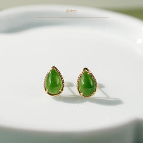 「婉尒」金镶碧玉耳钉