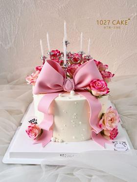 1027CAKE  | 鲜花烛台蛋糕 蝴蝶结 少女心