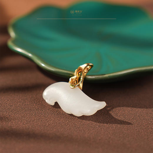 「岚羽」金镶羊脂玉吊坠 商品图0