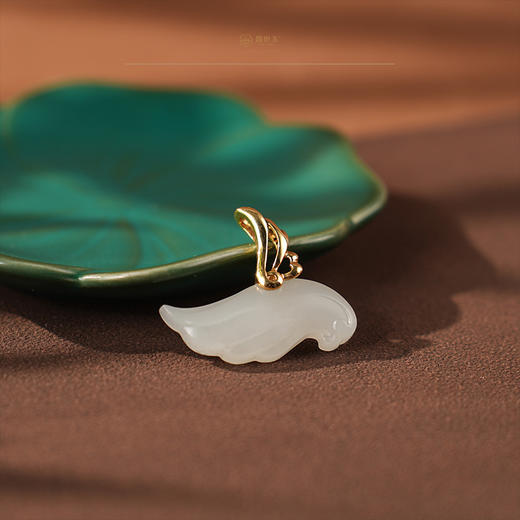 「岚羽」金镶羊脂玉吊坠 商品图5