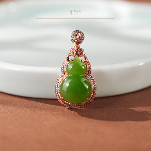 「福燊」金镶碧玉葫芦吊坠 商品图0