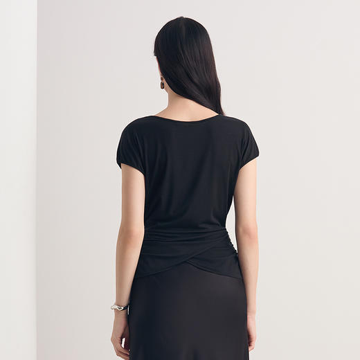 EITIE爱特爱2026夏季新款时尚小众设计舒适弹力莱赛尔纯色T恤上衣8602303 商品图11