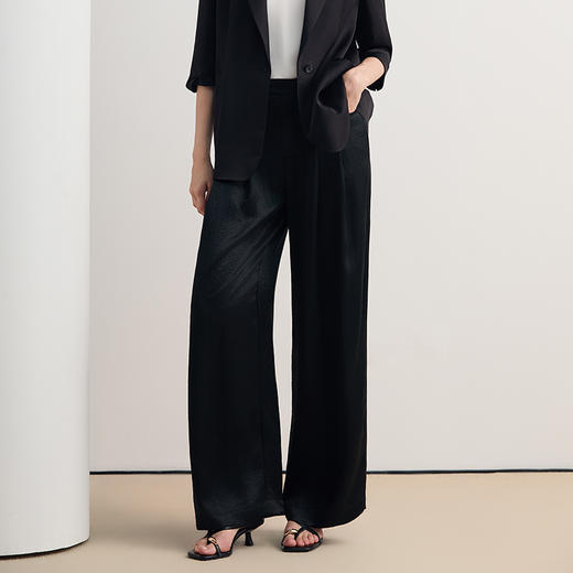 EITIE爱特爱2026夏季新款高腰显瘦利落垂坠舒适显瘦通勤直筒裤8605313 商品图3