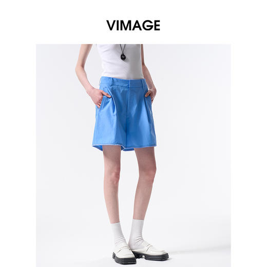 VIMAGE纬漫纪通勤休闲简约A字百搭宽松短裤2026夏季新款V2505216 商品图2