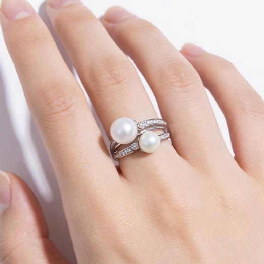 【女神节首选】双珠戒指 7-8mm+9-10mm 极光正圆 诸暨直发 一物一证 假一赔十 下单即送珍珠粉！ 商品图5