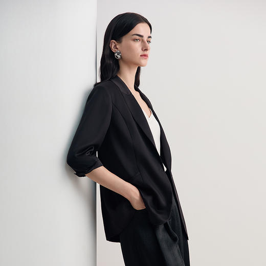 EITIE爱特爱醋酸七分袖时尚通勤短款西装外套2026春季新款8603301 商品图2