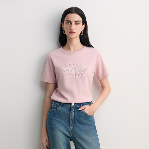 EITIE爱特爱时尚舒适简约印花宽松T恤短袖上衣2026夏季新款8502201 商品图8