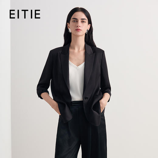 EITIE爱特爱醋酸七分袖时尚通勤短款西装外套2026春季新款8603301 商品图0