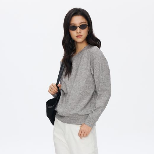 Oneup花纱一字肩斜肩卫衣 商品图3