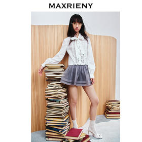 玛克门店发货MAXRIENY百褶A摆简约格雷网纱压褶半裙(货号:MC86SK008)