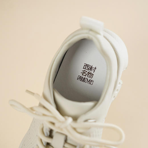 【舒适透气】西村名物2026年春季新款舒软透气防滑大底系带纯色休闲运动鞋小白鞋T26AM18071 商品图4