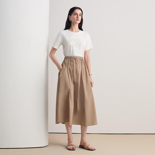 EITIE爱特爱2026夏季新款百搭通勤简约显瘦休闲A字过膝半身裙8606305 商品图2