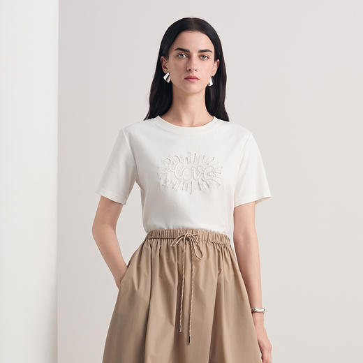 EITIE爱特爱时尚舒适简约印花宽松T恤短袖上衣2026夏季新款8502201 商品图4