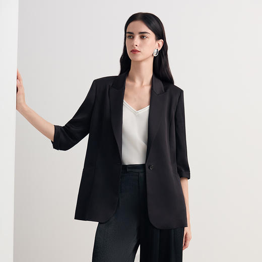 EITIE爱特爱醋酸七分袖时尚通勤短款西装外套2026春季新款8603301 商品图4