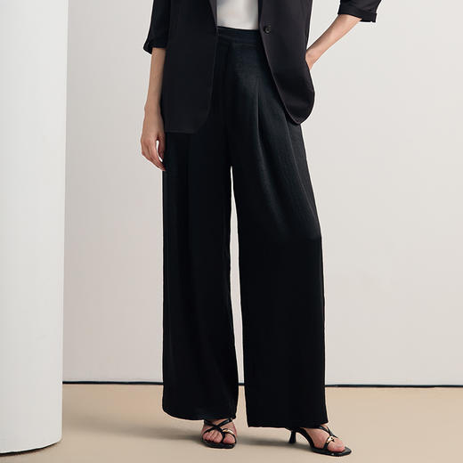 EITIE爱特爱2026夏季新款高腰显瘦利落垂坠舒适显瘦通勤直筒裤8605313 商品图4