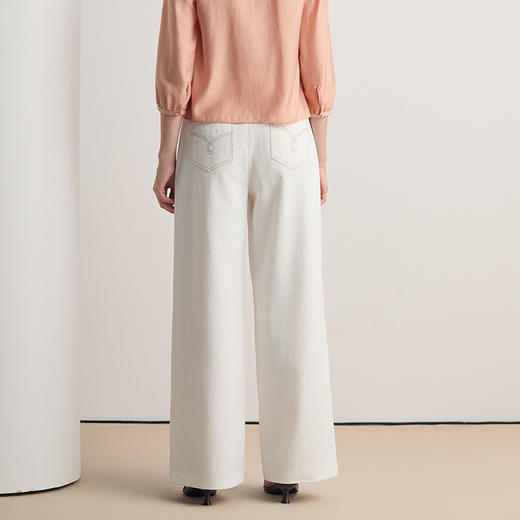 EITIE爱特爱2026夏季新款简约百搭直筒显瘦通勤高腰白色牛仔裤8605312 商品图4