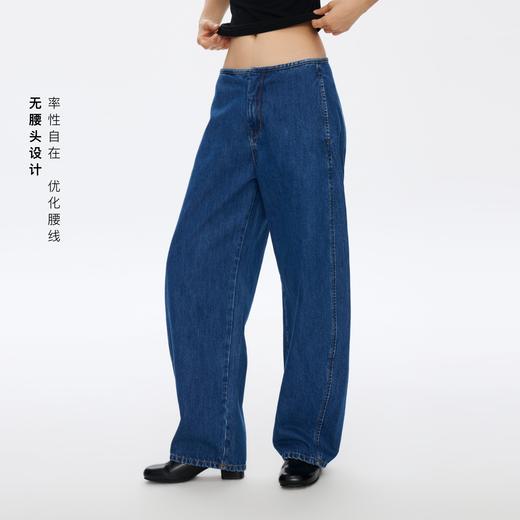 Oneup无腰头复古蓝香蕉牛仔裤 商品图1
