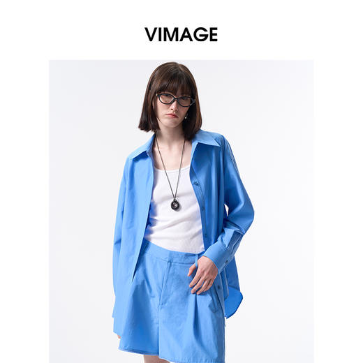 VIMAGE纬漫纪气质宽松休闲女显瘦防晒衬衫外套2026夏季新款V2509205 商品图1