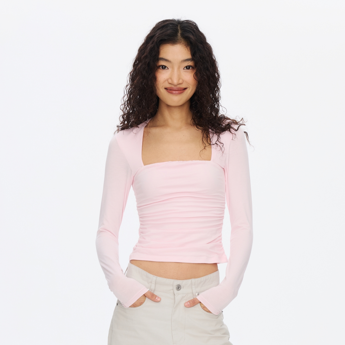 Oneup抹胸坎肩假两件长袖