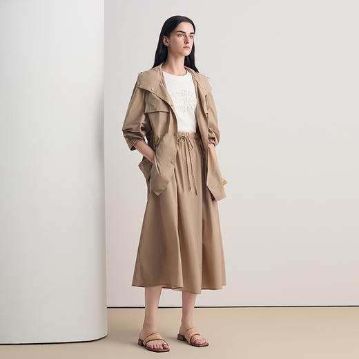 EITIE爱特爱时尚百搭工装连帽通勤抽绳短款风衣外套2026春季新款8604302 商品图2