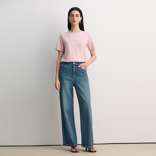 EITIE爱特爱时尚舒适简约印花宽松T恤短袖上衣2026夏季新款8502201 商品图9