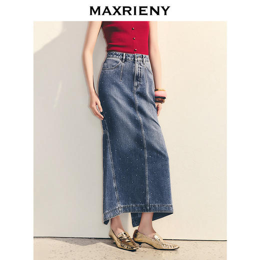 玛克门店发货MAXRIENY精致烫钻复古风半裙(货号:MC86SK039) 商品图1
