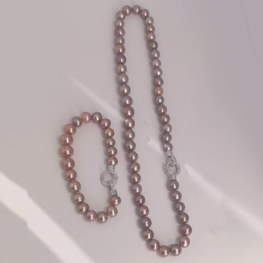 【女神节首选】淡紫珠光 仙气满满 珍珠项链套装8-10mm 近正圆款 诸暨直发 一物一证 下单即送珍珠粉！ 商品图4