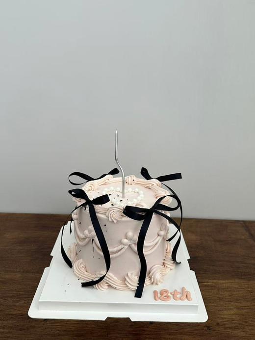 复古黑丝带粉色小蛋糕 商品图0