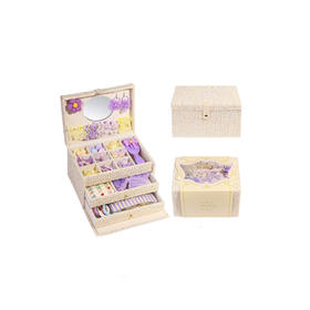 Mobee 礼物系列 发饰礼盒 拾光花町 米色 儿童发饰礼盒套装女孩侧边发夹箍头绳皮筋首饰收纳