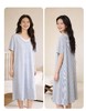 TZ竹纤维女士时尚条纹胸垫款家居裙2410 商品缩略图1