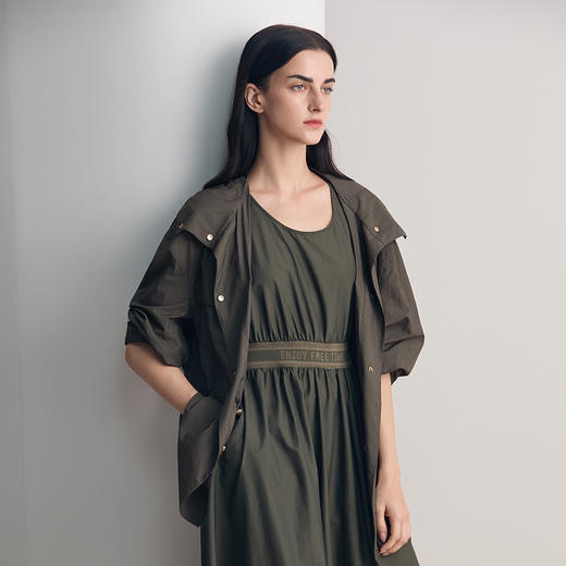 EITIE爱特爱时尚百搭工装连帽通勤抽绳短款风衣外套2026春季新款8604302 商品图9