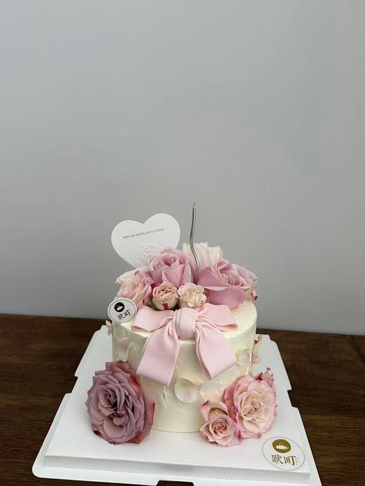 浅粉玫瑰+法式翻糖蝴蝶结蛋糕 商品图1