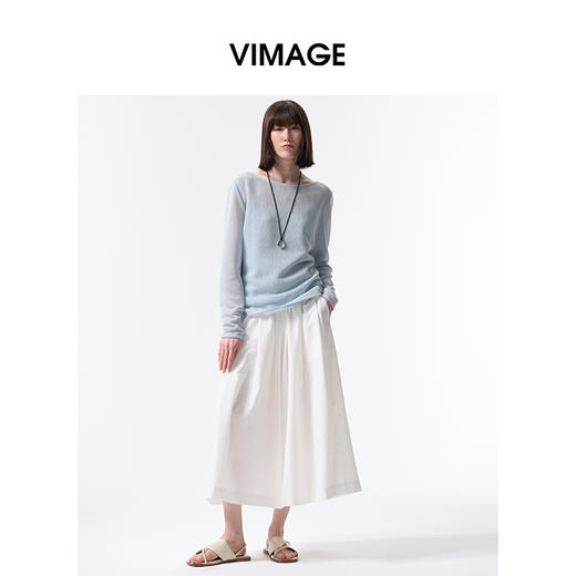 VIMAGE纬漫纪阔腿空气裤纯色显瘦休闲裤2026夏季新款V2505218 商品图1
