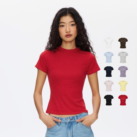 oneup天丝亚麻修身短袖T恤 商品图0