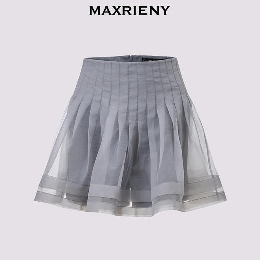 玛克门店发货MAXRIENY百褶A摆简约格雷网纱压褶半裙(货号:MC86SK008) 商品图3