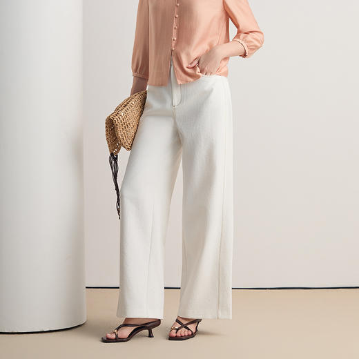 EITIE爱特爱2026夏季新款简约百搭直筒显瘦通勤高腰白色牛仔裤8605312 商品图2