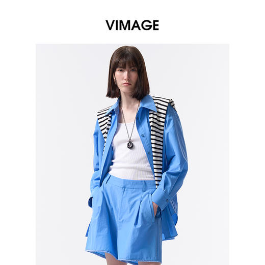VIMAGE纬漫纪气质宽松休闲女显瘦防晒衬衫外套2026夏季新款V2509205 商品图3