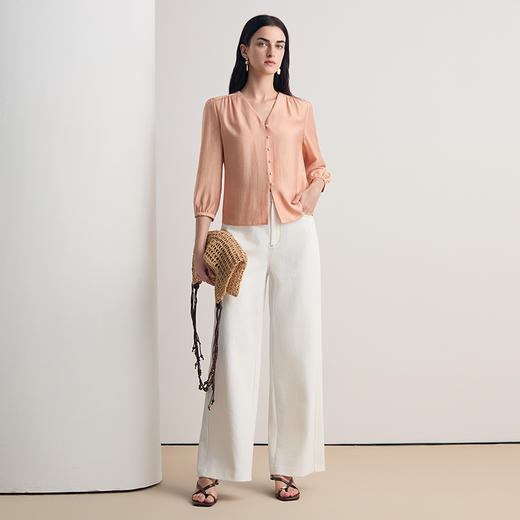 EITIE爱特爱2026夏季新款简约百搭直筒显瘦通勤高腰白色牛仔裤8605312 商品图1