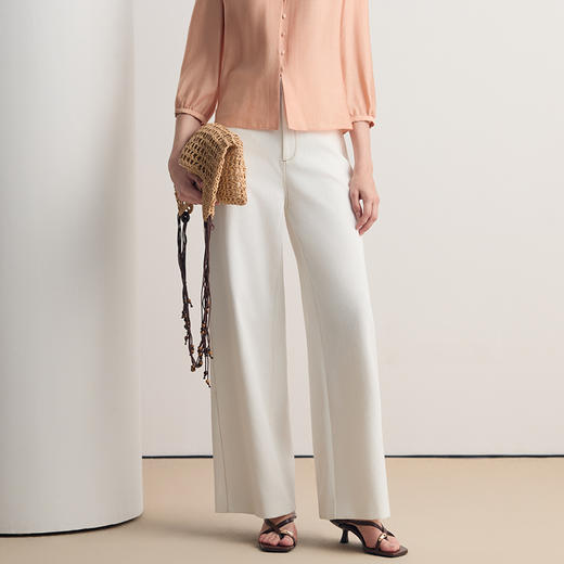 EITIE爱特爱2026夏季新款简约百搭直筒显瘦通勤高腰白色牛仔裤8605312 商品图3