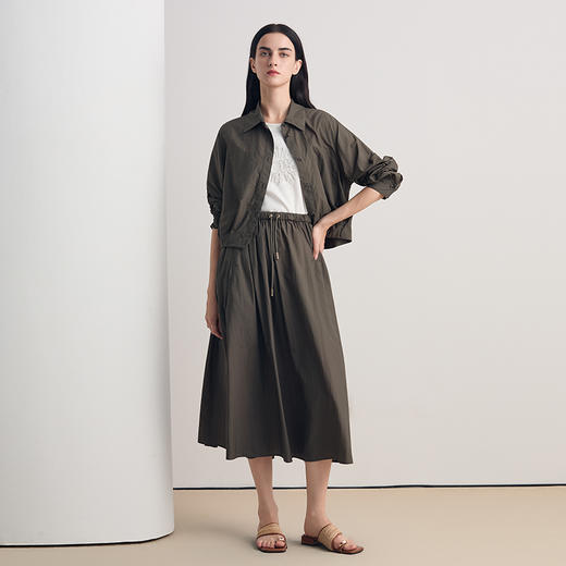 EITIE爱特爱2026夏季新款百搭通勤简约显瘦休闲A字过膝半身裙8606305 商品图6