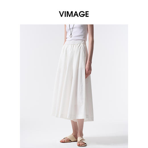 VIMAGE纬漫纪阔腿空气裤纯色显瘦休闲裤2026夏季新款V2505218 商品图2