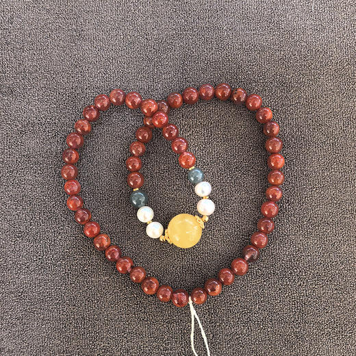 0.6双圈南红手串 雪山金顶 银镀金 蜜蜡珍珠 商品图0